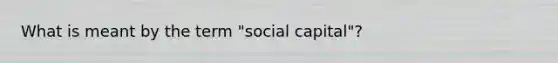 What is meant by the term "social capital"?