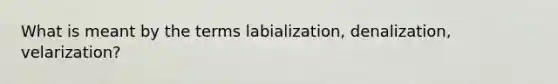 What is meant by the terms labialization, denalization, velarization?