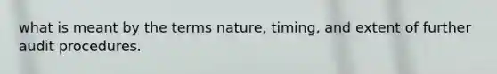 what is meant by the terms nature, timing, and extent of further audit procedures.