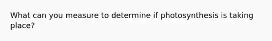 What can you measure to determine if photosynthesis is taking place?