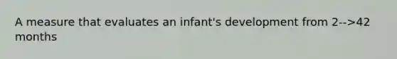 A measure that evaluates an infant's development from 2-->42 months