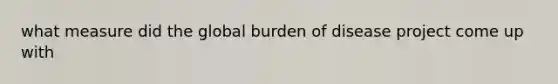 what measure did the global burden of disease project come up with