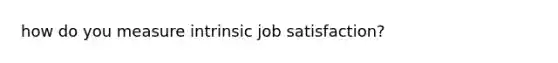 how do you measure intrinsic job satisfaction?