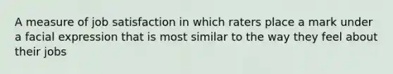 A measure of job satisfaction in which raters place a mark under a facial expression that is most similar to the way they feel about their jobs