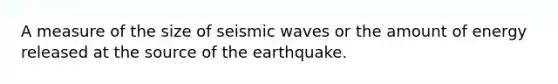 A measure of the size of seismic waves or the amount of energy released at the source of the earthquake.