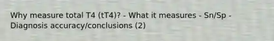 Why measure total T4 (tT4)? - What it measures - Sn/Sp - Diagnosis accuracy/conclusions (2)