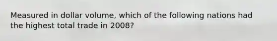 Measured in dollar volume, which of the following nations had the highest total trade in 2008?