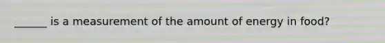 ______ is a measurement of the amount of energy in food?