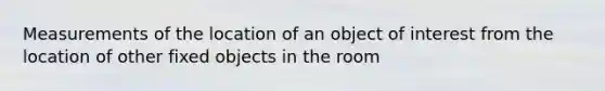 Measurements of the location of an object of interest from the location of other fixed objects in the room