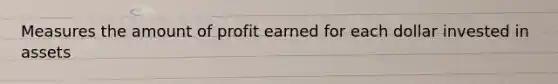 Measures the amount of profit earned for each dollar invested in assets