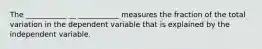 The ___________ __ ___________ measures the fraction of the total variation in the dependent variable that is explained by the independent variable.