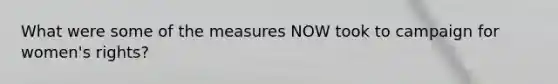 What were some of the measures NOW took to campaign for women's rights?