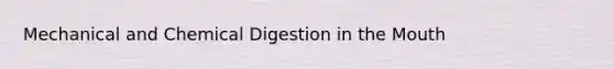 Mechanical and Chemical Digestion in the Mouth