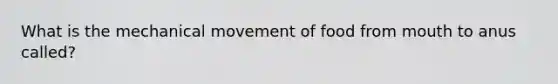 What is the mechanical movement of food from mouth to anus called?