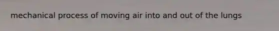 mechanical process of moving air into and out of the lungs