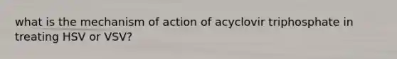 what is the mechanism of action of acyclovir triphosphate in treating HSV or VSV?