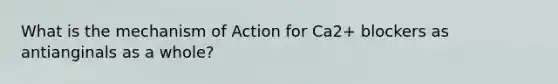 What is the mechanism of Action for Ca2+ blockers as antianginals as a whole?