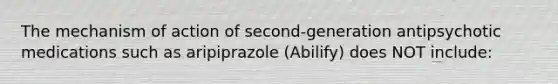 The mechanism of action of second-generation antipsychotic medications such as aripiprazole (Abilify) does NOT include: