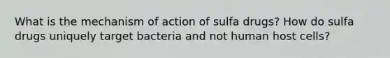 What is the mechanism of action of sulfa drugs? How do sulfa drugs uniquely target bacteria and not human host cells?