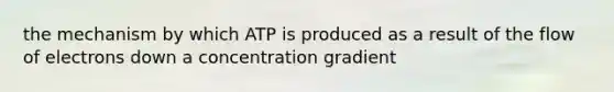 the mechanism by which ATP is produced as a result of the flow of electrons down a concentration gradient