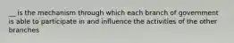 __ is the mechanism through which each branch of government is able to participate in and influence the activities of the other branches