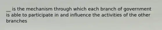 __ is the mechanism through which each branch of government is able to participate in and influence the activities of the other branches