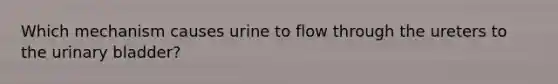 Which mechanism causes urine to flow through the ureters to the urinary bladder?