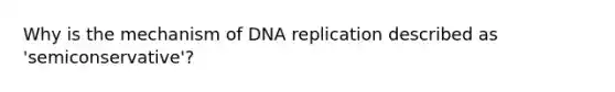 Why is the mechanism of DNA replication described as 'semiconservative'?