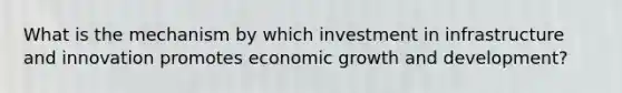 What is the mechanism by which investment in infrastructure and innovation promotes economic growth and development?