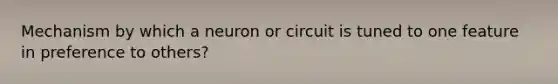 Mechanism by which a neuron or circuit is tuned to one feature in preference to others?