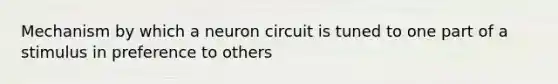 Mechanism by which a neuron circuit is tuned to one part of a stimulus in preference to others