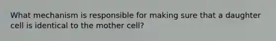 What mechanism is responsible for making sure that a daughter cell is identical to the mother cell?