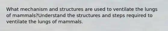 What mechanism and structures are used to ventilate the lungs of mammals?Understand the structures and steps required to ventilate the lungs of mammals.