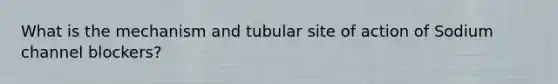 What is the mechanism and tubular site of action of Sodium channel blockers?