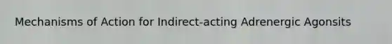 Mechanisms of Action for Indirect-acting Adrenergic Agonsits