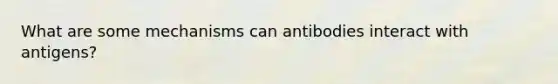 What are some mechanisms can antibodies interact with antigens?