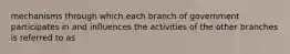 mechanisms through which each branch of government participates in and influences the activities of the other branches is referred to as