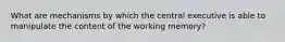 What are mechanisms by which the central executive is able to manipulate the content of the working memory?