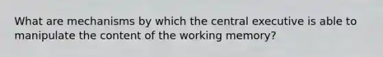 What are mechanisms by which the central executive is able to manipulate the content of the working memory?