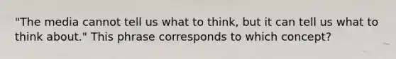 "The media cannot tell us what to think, but it can tell us what to think about." This phrase corresponds to which concept?