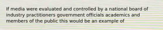 If media were evaluated and controlled by a national board of industry practitioners government officials academics and members of the public this would be an example of