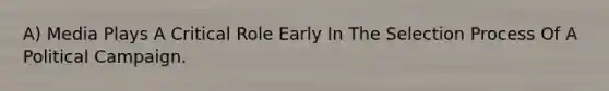 A) Media Plays A Critical Role Early In The Selection Process Of A Political Campaign.