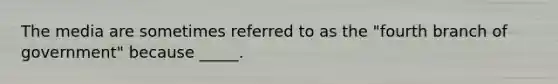 The media are sometimes referred to as the "fourth branch of government" because _____.