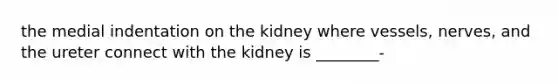 the medial indentation on the kidney where vessels, nerves, and the ureter connect with the kidney is ________-