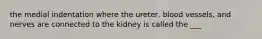 the medial indentation where the ureter, blood vessels, and nerves are connected to the kidney is called the ___