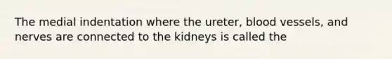 The medial indentation where the ureter, blood vessels, and nerves are connected to the kidneys is called the