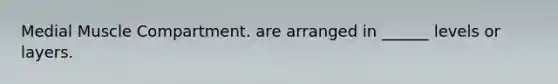 Medial Muscle Compartment. are arranged in ______ levels or layers.