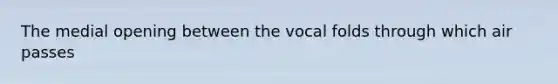 The medial opening between the vocal folds through which air passes