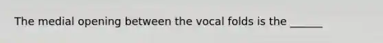 The medial opening between the vocal folds is the ______