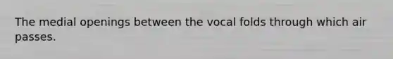 The medial openings between the vocal folds through which air passes.